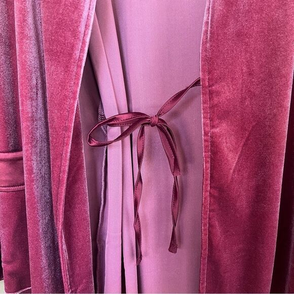 NorthStyle Velour Belted Robe Burgundy Medium - Picture 6 of 9